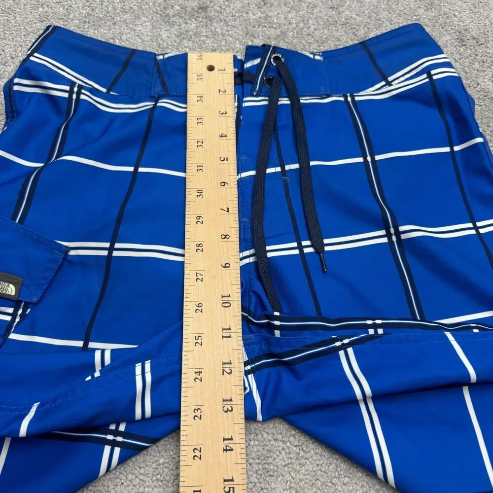 The North Face Cargo Board Shoarts Swim Trunks Mens 30 Blue Plaid Outdoor Summer